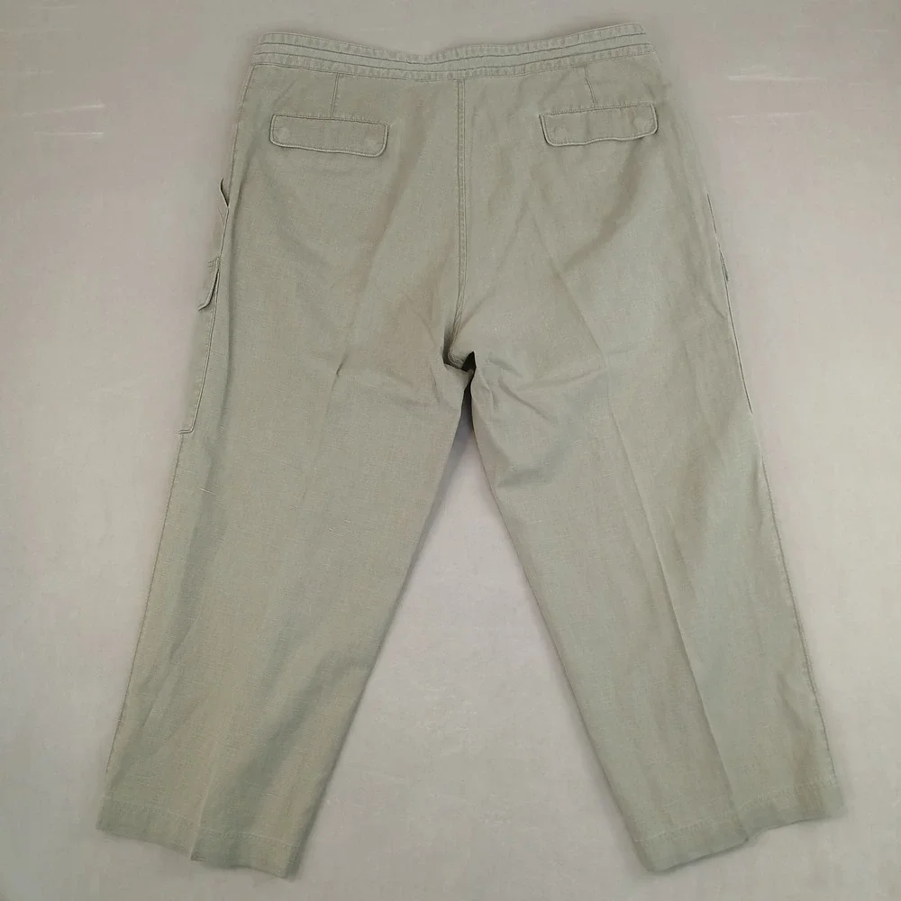 Tommy Bahama Island Soft 38x26 Mens Pants Linen Beach Casual Khaki Baggy Cropped